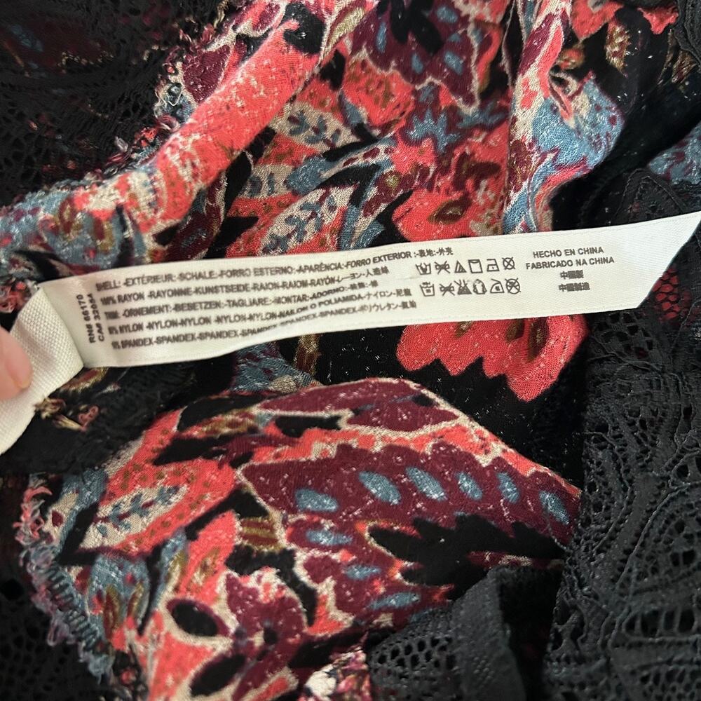 Intimately by Free People Dress Marsha Black Print Lace Slip Midi SZS Boho Fairy - Picture 9 of 9